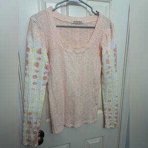 We The Free Pink Big Sur Yellow Tie Dye Long Sleeve Top
